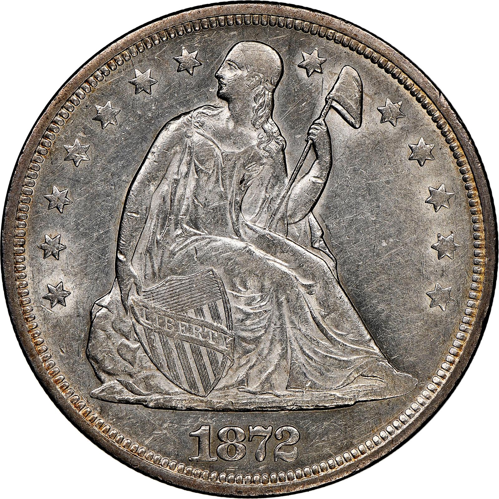 1872 Coins Seated Liberty Dollar