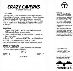 Full Cover Back | Crazy Caverns ZX Spectrum