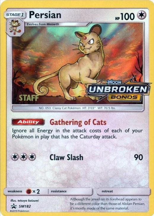Persian [Staff] #SM182 Pokémon Card from Pokemon Promo Set 