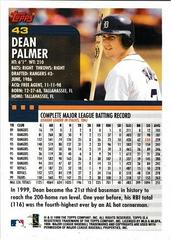 Back Of Card | Dean Palmer Baseball Cards 2000 Topps