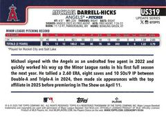 Back Of Card | Michael Darrell-Hicks Baseball Cards 2025 Topps Update