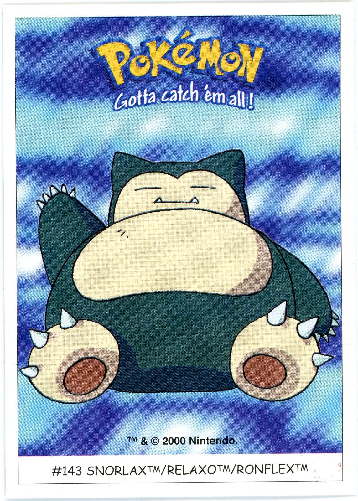 Snorlax #143 Pokémon Card from Pokemon 2000 Dunkin Boomer Set 