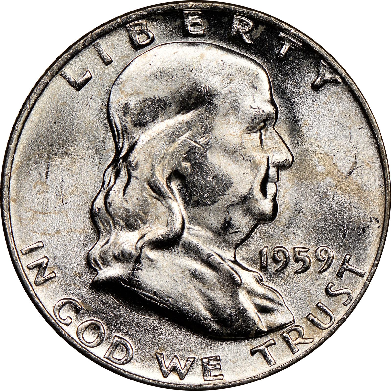 1959 D Coins Franklin Half Dollar