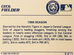 Rear | Cecil Fielder Baseball Cards 1990 Star Cecil Fielder