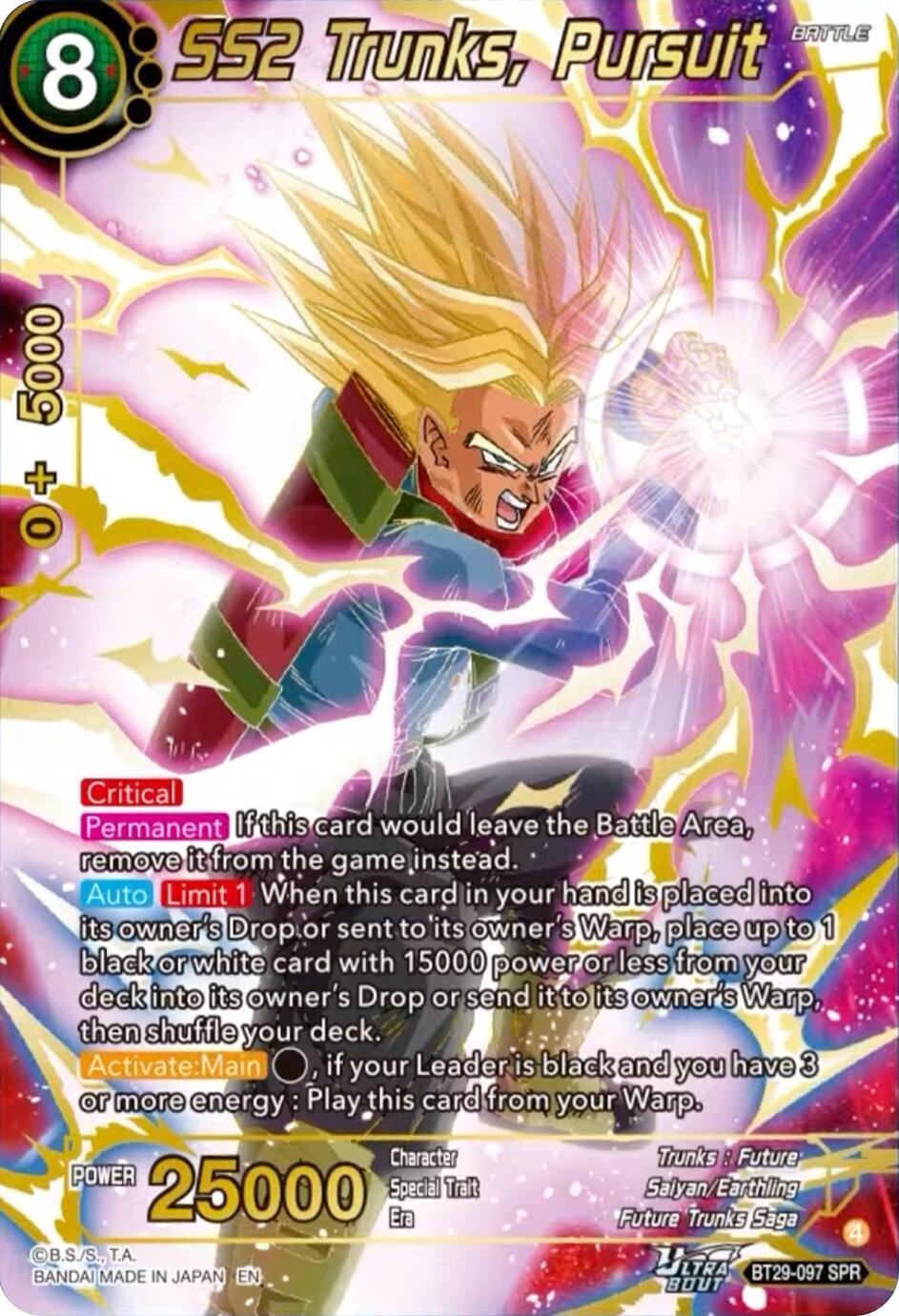 SS2 Trunks, Pursuit [SPR] BT29-097 Prices | Dragon Ball Super