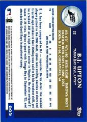 Back Of Card | B.J. Upton Baseball Cards 2003 Topps