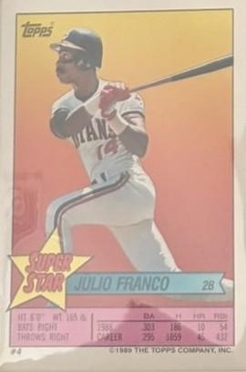 Julio Franco #4 1989 Topps Stickercards Blank Back Baseball