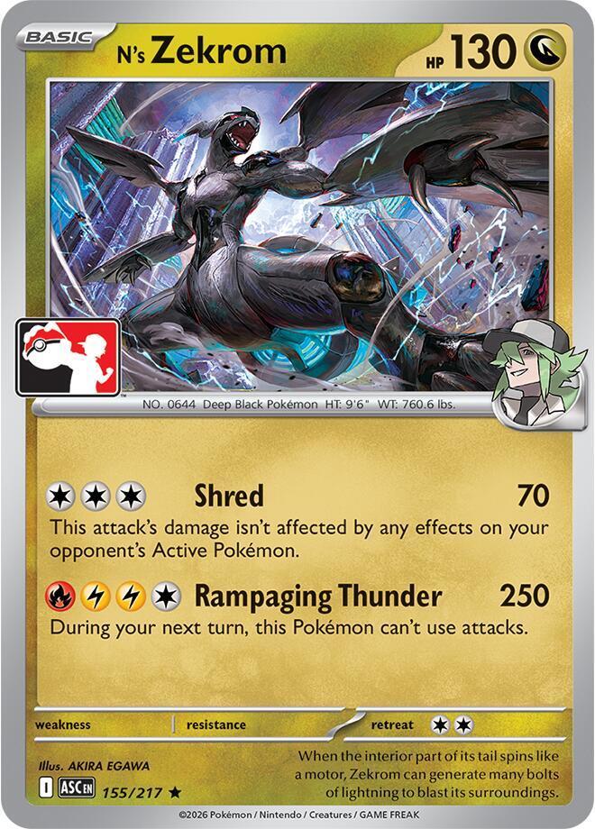 N's Zekrom [Prize Pack] #155 Pokémon Card from Pokemon Ascended Heroes Set 