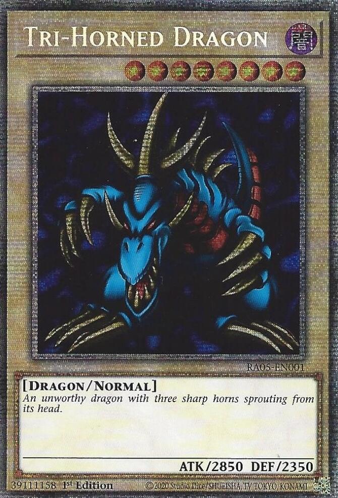 BEAST NIGHT ドンウン トレカつき Tri-Horned Dragon RA05-EN001 Prices | YuGiOh Rarity Collection 5