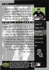 Back | Joe Crede Baseball Cards 2001 Upper Deck MVP