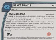 Back | Drake Powell Basketball Cards 2024 Bowman Chrome University