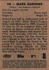 Back Of Card | Mark Gardner Baseball Cards 2001 Bowman Heritage