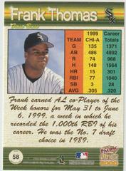Reverse | Frank Thomas Baseball Cards 2000 Pacific Paramount