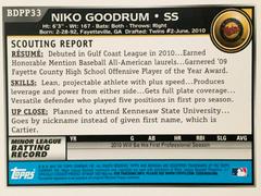 Rear | Niko Goodrum Baseball Cards 2010 Bowman Draft Picks & Prospects