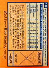 Back Of Card | Bob Stanley Baseball Cards 1978 Topps