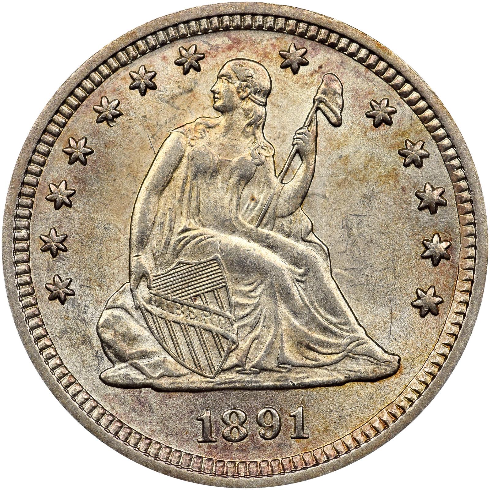 1891 O Coins Seated Liberty Quarter