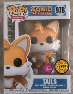 Tails #978 Sonic the Hedgehog Limited Chase Edition Funko Pop Flocked box and figure
