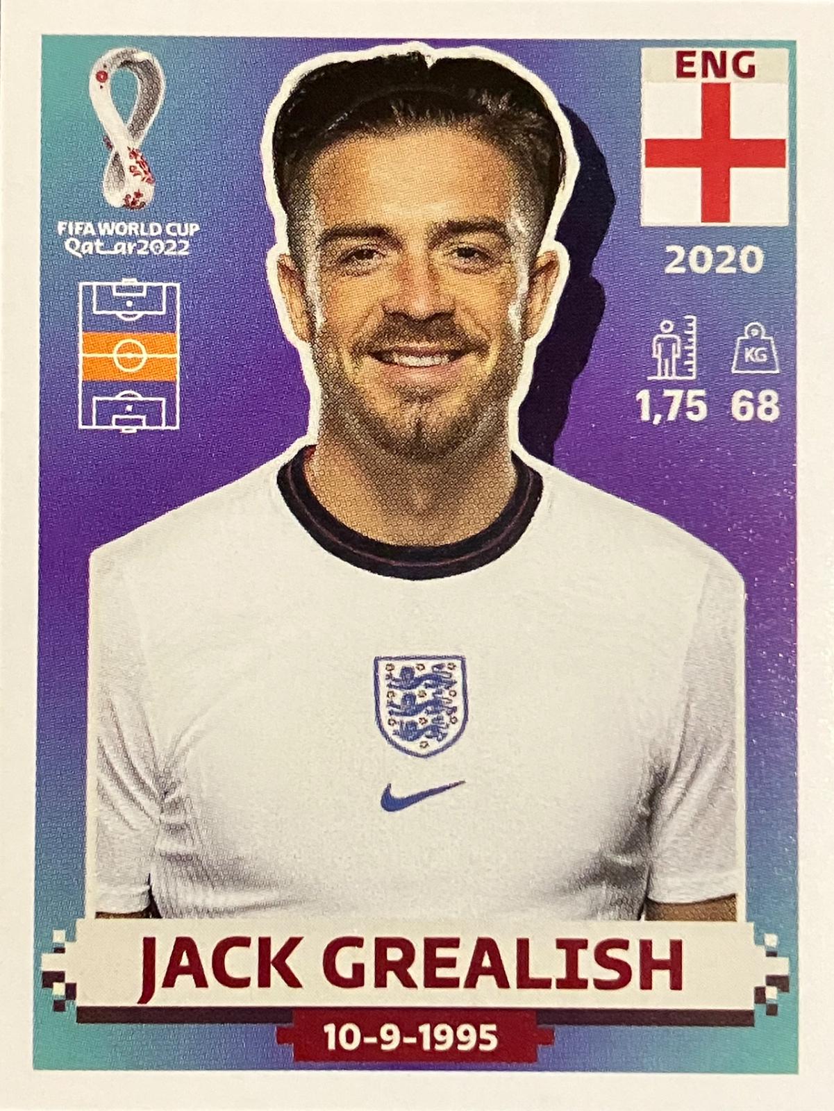 Jack Grealish #ENG12 2022 Panini World Cup Qatar Stickers Soccer