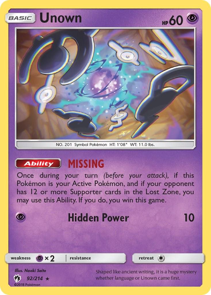 Unown #92 Pokemon Lost Thunder