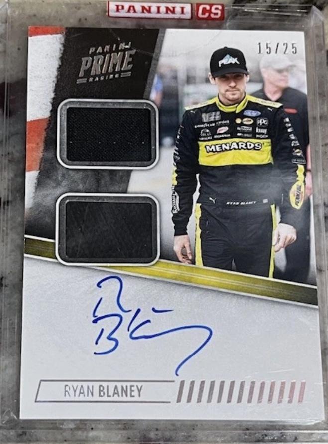 Ryan Blaney #DMA-RB Racing Cards 2019 Panini Prime Racing Nascar Dual Materials Autographs