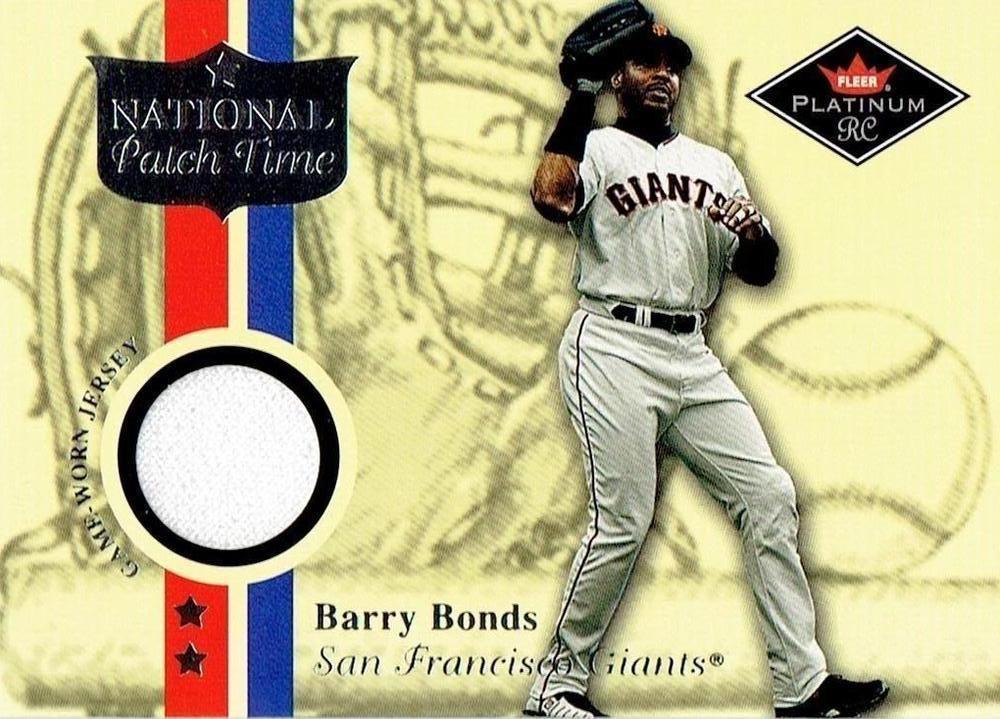Barry Bonds Baseball Cards 2001 Fleer Platinum National Patch Time