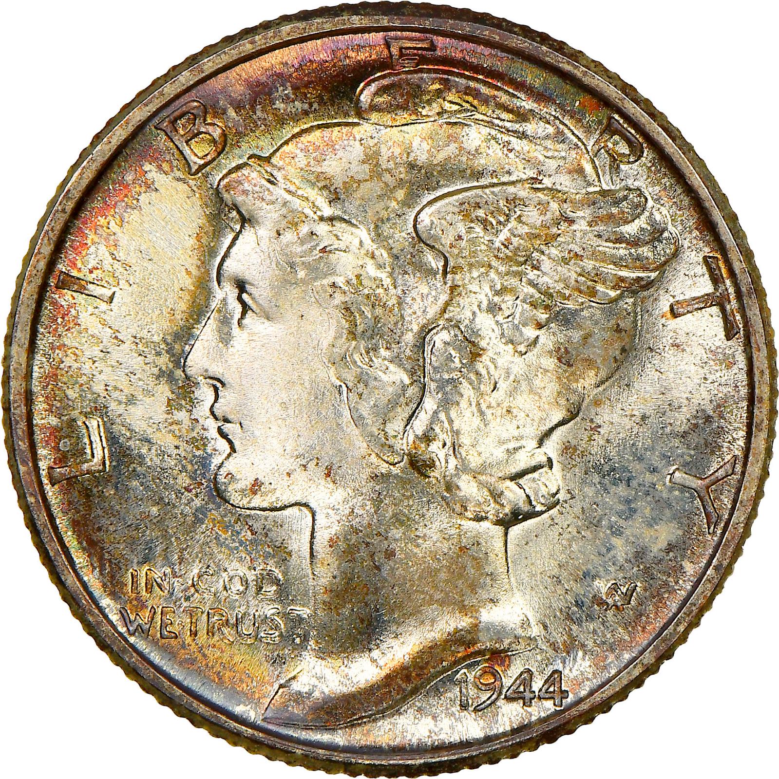 1944 Coins Mercury Dime