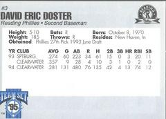 David Doster Back | David Doster Baseball Cards 1995 Team Set