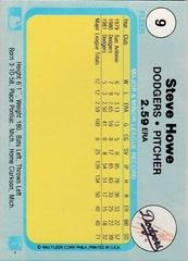 Back Of Card | Steve Howe Baseball Cards 1982 Fleer