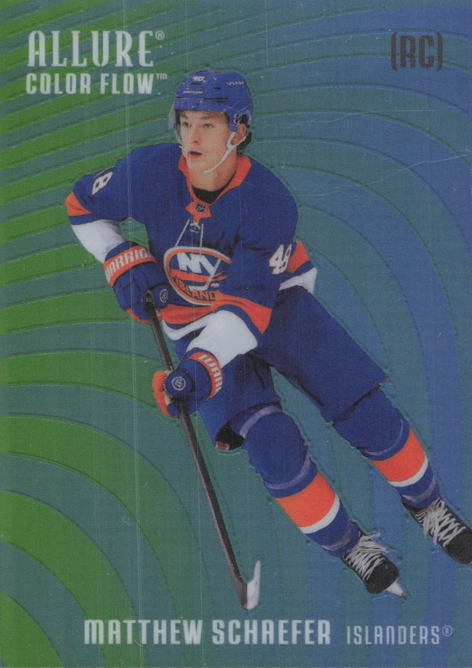 2025 Upper Deck Allure Color Flow Matthew Schaefer [Green Blue Extended Rookie] #CF-MS card