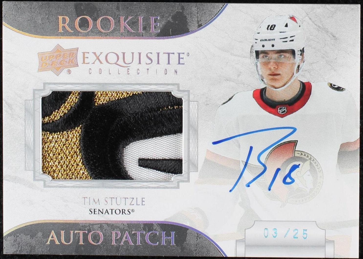 Tim Stutzle #ECH-TS 2020 Upper Deck The Cup Exquisite Collection Rookie Auto Patch Horizontal Hockey