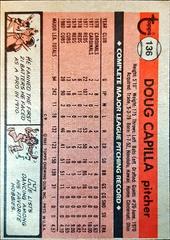 Back Of Card | Doug Capilla Baseball Cards 1981 Topps