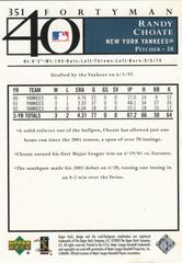 Back Of Card Randy Choate 351 | Randy Choate Baseball Cards 2003 Upper Deck 40 Man