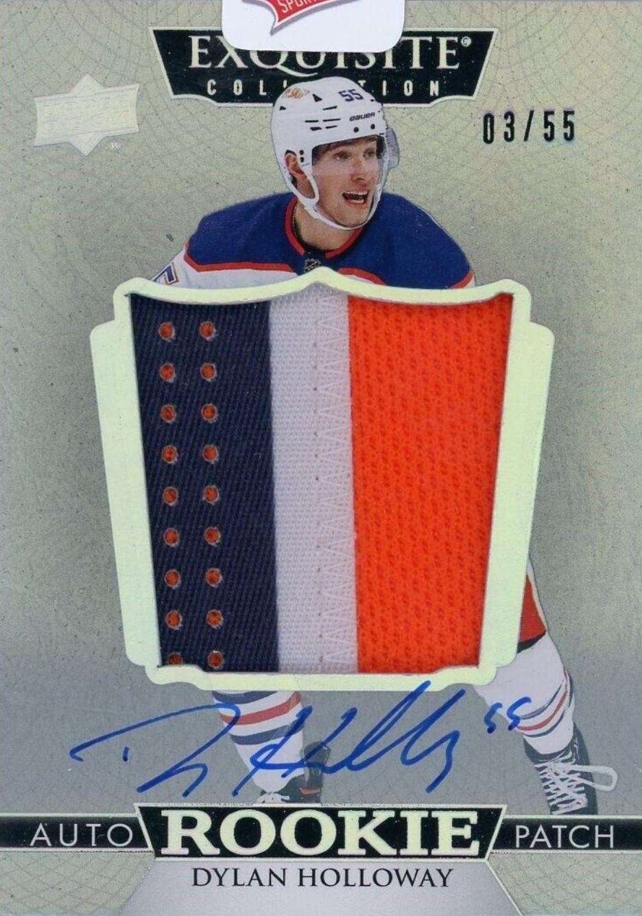 Dylan Holloway #EC-DH Hockey Cards 2022 Upper Deck The Cup Exquisite Rookie Auto Patch