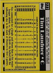 Back Of Card | Tim Laudner Baseball Cards 1990 Topps