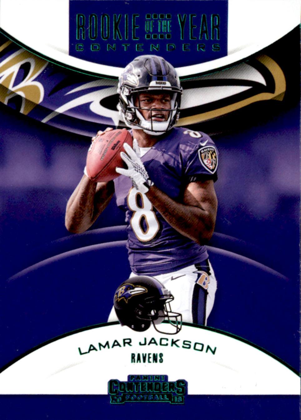 Lamar Jackson #RYA-LJ Football Cards 2018 Panini Contenders Rookie of the Year