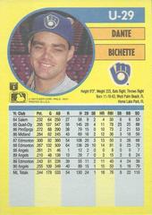 Back | Dante Bichette Baseball Cards 1991 Fleer Update