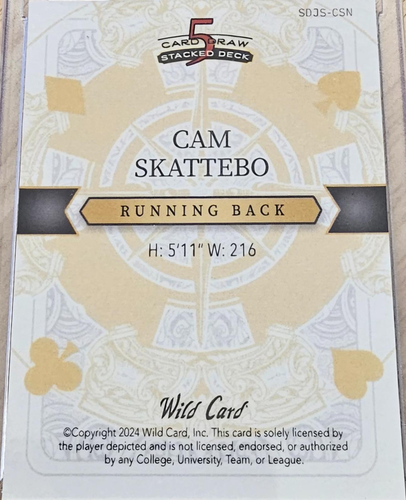 Cam Skattebo [Diagonal Ace Spades GoldSuits Cross-Hatch] #SDJS-CSN ...