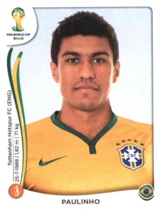 Paulinho #41 Soccer Cards 2014 Panini World Cup Stickers