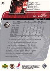 Back Of Card | Jay McKee Hockey Cards 2002 Upper Deck