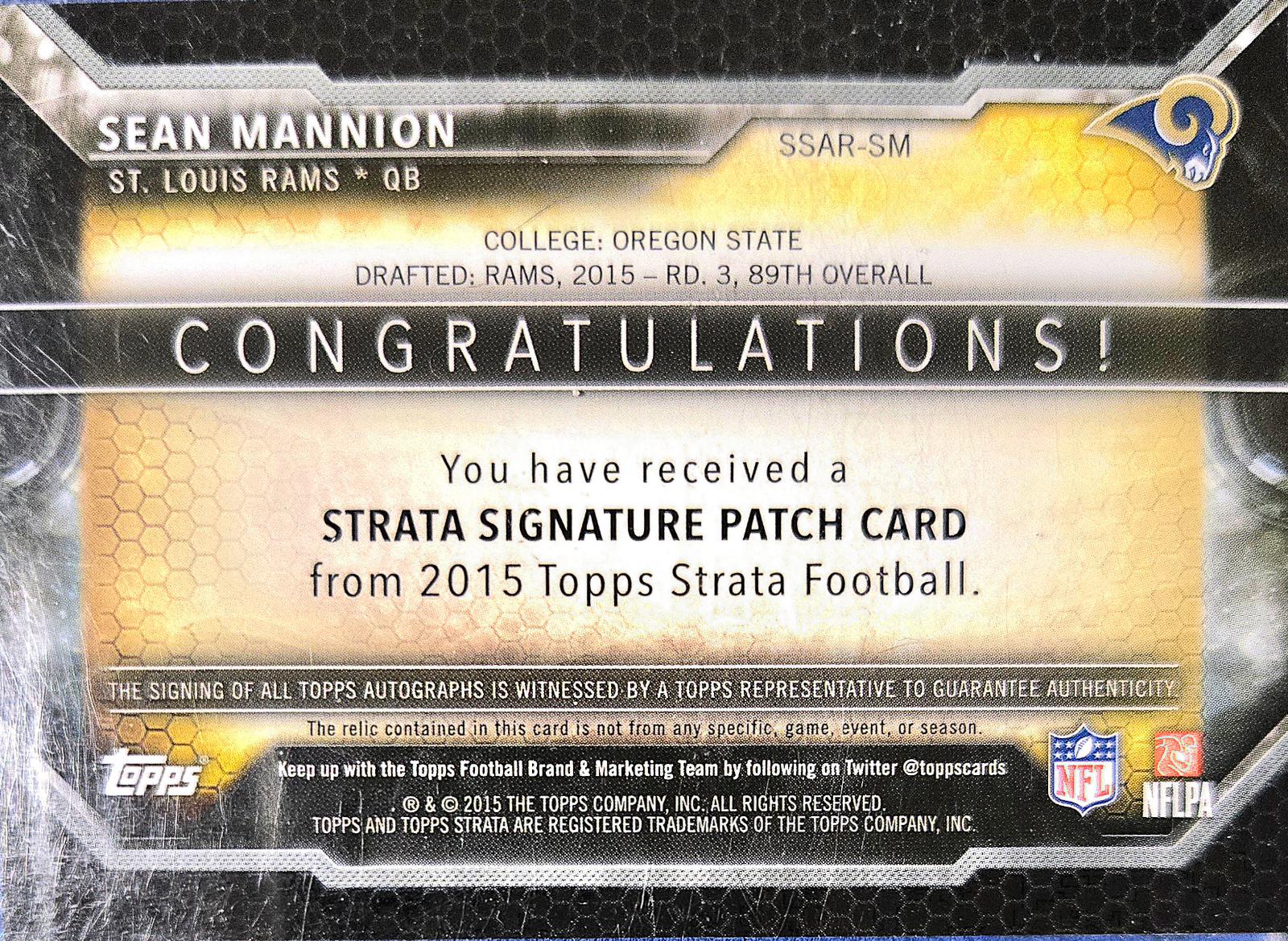 Sean Mannion #SSAR-SM Prices [Rookie] | 2015 Topps Strata Signature ...