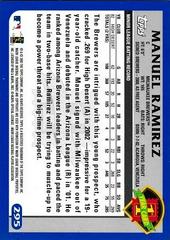 Back Of Card | Manuel Ramirez Baseball Cards 2003 Topps