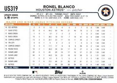 Back Of Card | Ronel Blanco Baseball Cards 2024 Topps Update