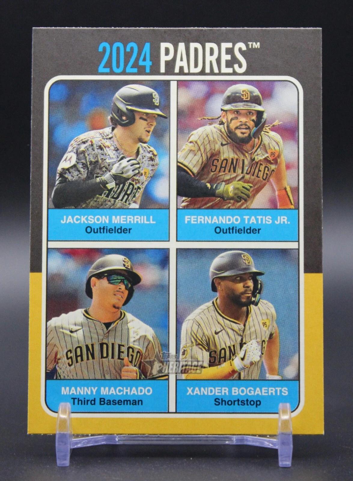 Xander Bogaerts / Manny Machado / Fernando Tatis Jr. / Jackson Merrill #75TQ-6 Baseball Cards 2024 Topps Heritage 1975 Team Quad