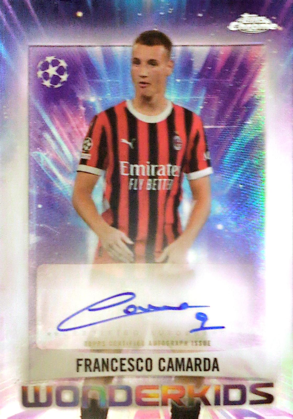 Francesco Camarda #WKA-FC Soccer Cards 2024 Topps Chrome UEFA Wonderkids Autograph