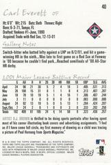Back Of Card Carl Everett 40 | Carl Everett Baseball Cards 2002 Topps Gallery