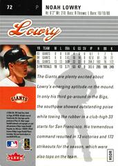 Back | Noah Lowry Baseball Cards 2006 Ultra