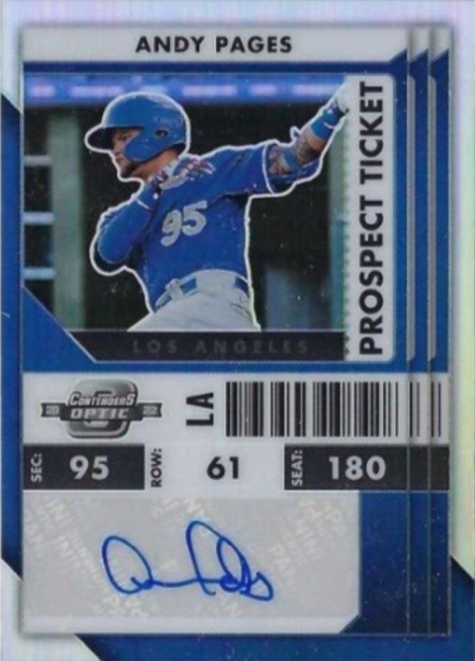 andy pages #pt-an Baseball Cards 2022 Panini Chronicles Contenders Optic Prospect Ticket Autographs