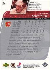 Back Of Card | Derek Morris Hockey Cards 2002 Upper Deck