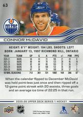 Back | Connor McDavid Hockey Cards 2025 Upper Deck