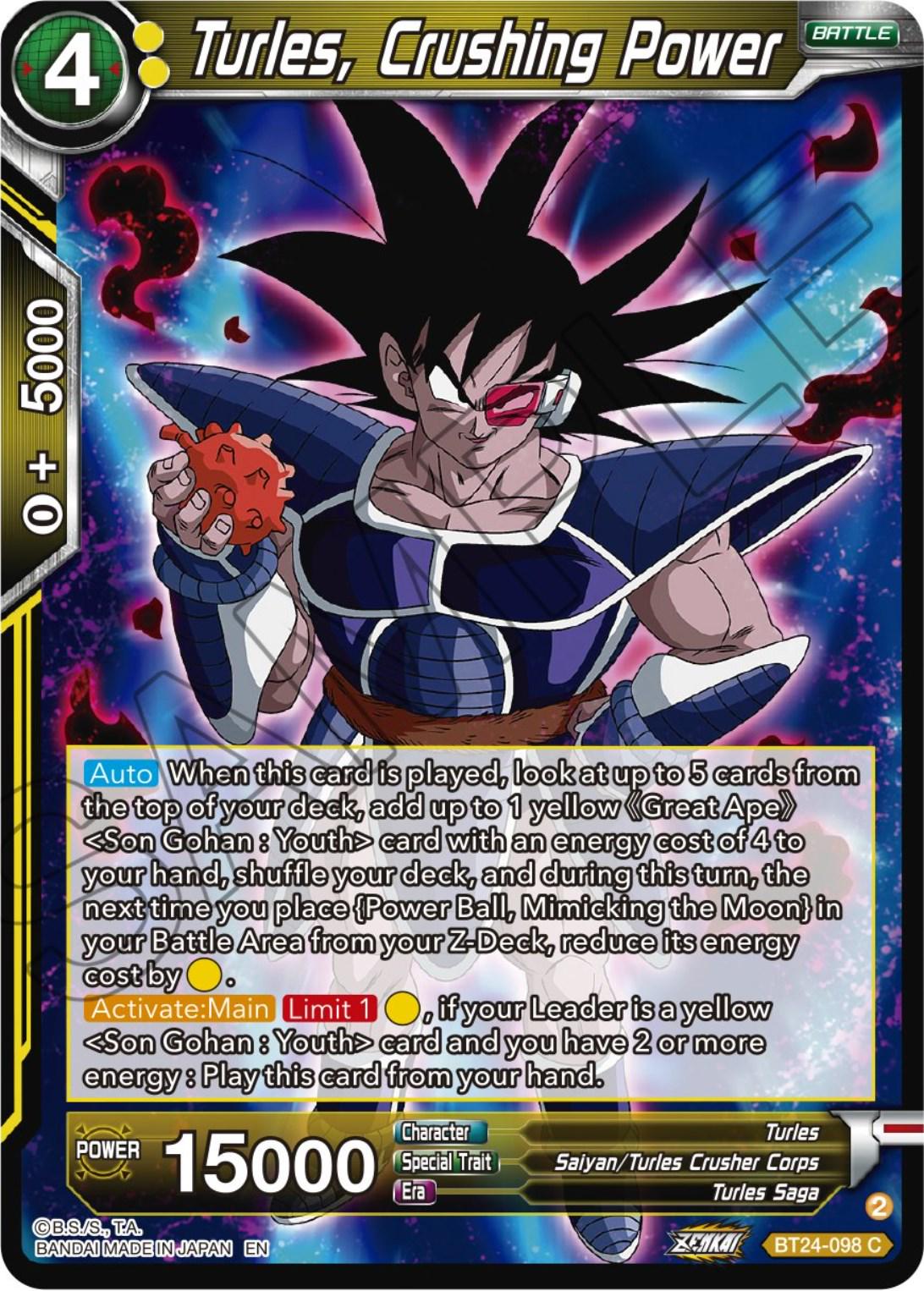 Turles, Crushing Power BT24-098 Dragon Ball Super Beyond Generations